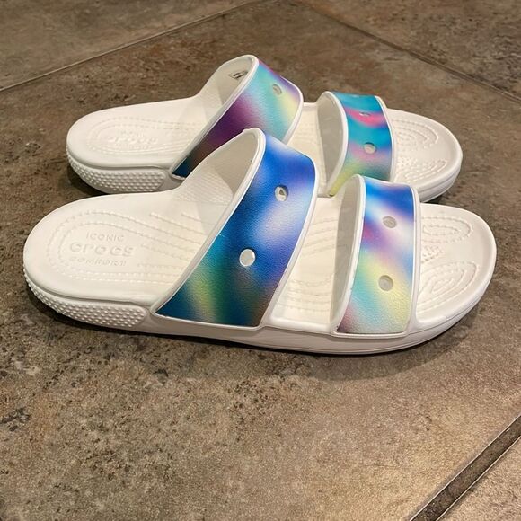 Crocs Classic Two Band Slide Sandal Shoes Unisex Size M6 W8 207771 Comfort - Picture 6 of 12